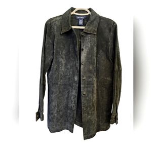 Vintage Denim & Co Black 100% Genuine Suede Oversized Leather Jacket